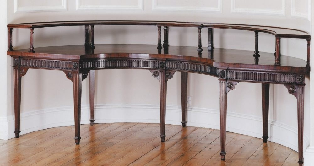 Late 18th century mahogany serving table at the apse end of the dining room it was made for